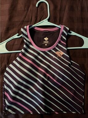 Rabbit Women's Striped High-Neck Crop Top in Black and Mint